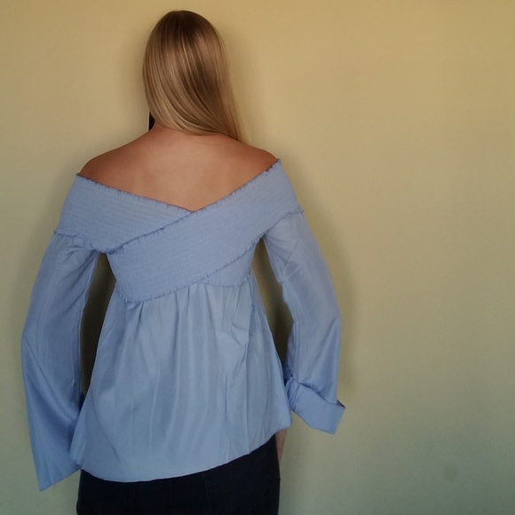 Light blue off the shoulder ruffled top - Picture 2 of 2
